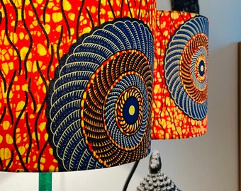 Lampenschirm PROTECTION | Blau Ankara Wax | Tischlampe groß | Stehlampe | Deckenlampe | Deckenleuchte | Lampenschirm aus Baumwolle