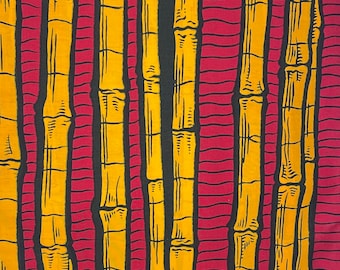 Kitenge VLISCO SUGAR CANE | Baumwolle | Orange Rot | Meterware | African Ankara Wax Print | Wax Hollandais | Bunter Stoff | Nähmaterial