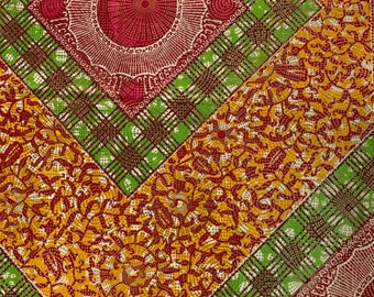 Osikani GREEN TEMPLE | African Ankara Wax Print | Baumwolle | Meterware | Stoffe | Prints | Wax Hollandais | Bunter Stoff | Nähmaterial