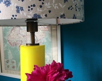 Lampenschirm LINEN | Leinen Blau Weiß | Tischlampe Blumen | Dekorative Lampe | Stehlampe | Deckenlampe