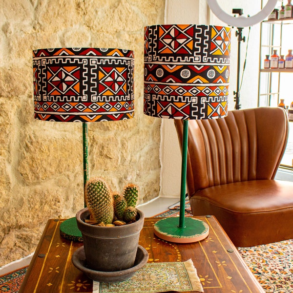 Lampenkap HEILIGE MUUR | Bruine Ankara batikwasprint | Tafellamp | vloerlamp | Decoratieve lamp | Hanglamp | Plafondlamp