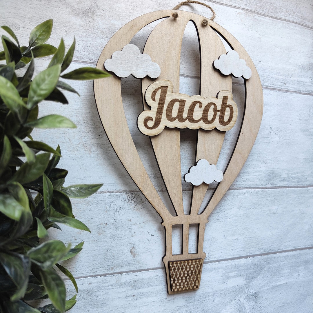 Wooden Hot Air Balloon, Nursery Decor, Hot Air Balloon Wall Hanging