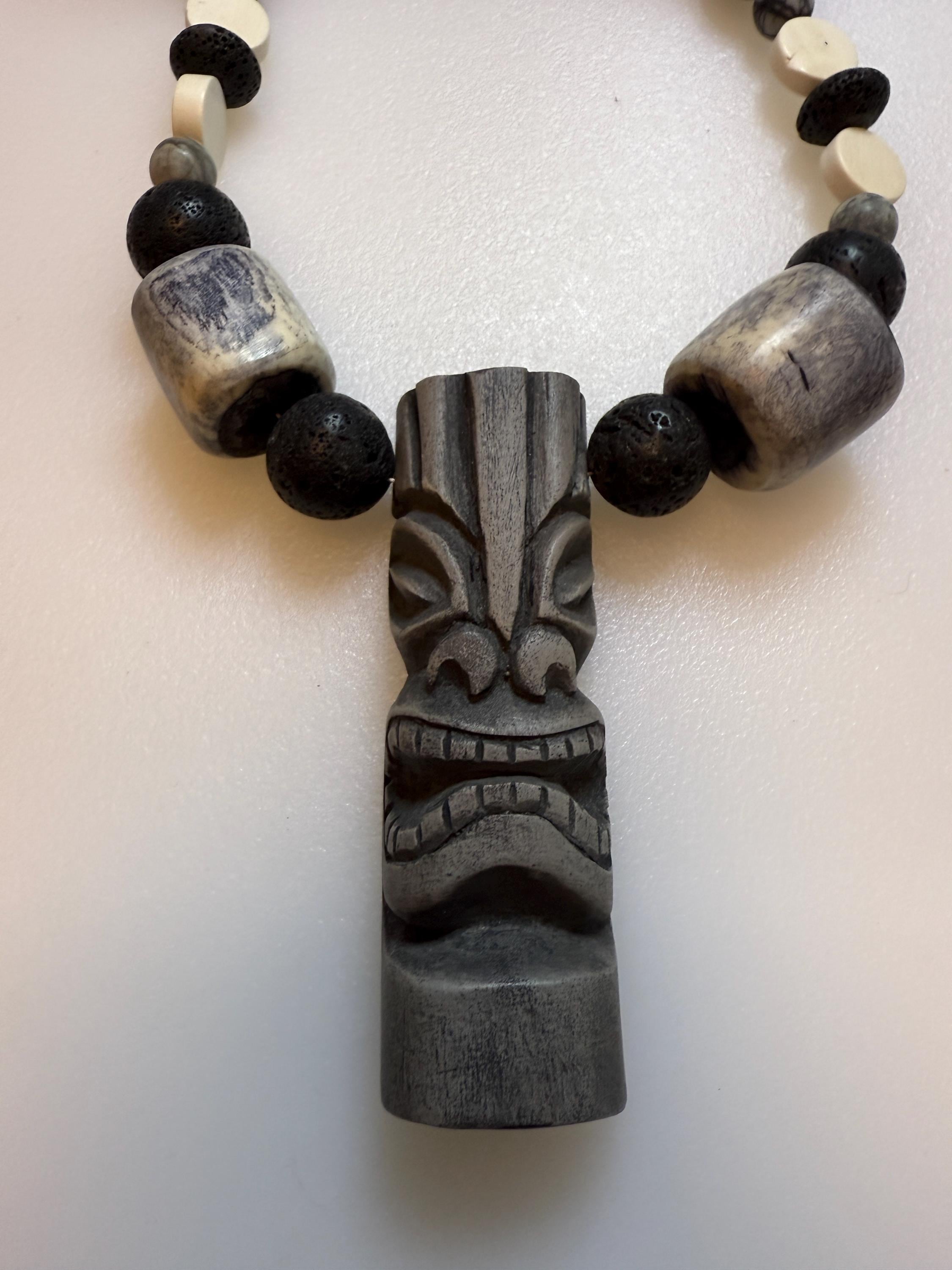 Polynesian Tiki Necklace Bone - Etsy
