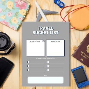 Travel Bucket List Printable, Bucket List Template, Adventure Bucket List, Travel Checklist, Digital Download