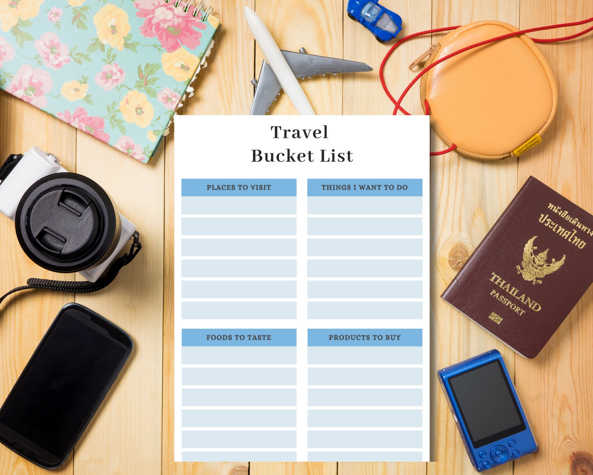 Travel Bucket List Printable, Bucket List Template, Adventure Bucket Travel Bucket List Printable, Bucket List Template, Adventure Bucket