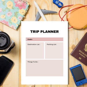 Road Trip Planner Printable, Travel Planner, Trip Itinerary Template, Vacation Planner, Holiday Journal, Instant Download
