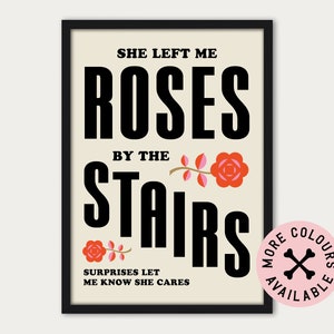 Blink 182 - All the Small Things | She Left Me Roses Lyrics Print | Valentines Day | A4 A3 | Lyrics Poster | Pop Punk Rock | Gallery Wall