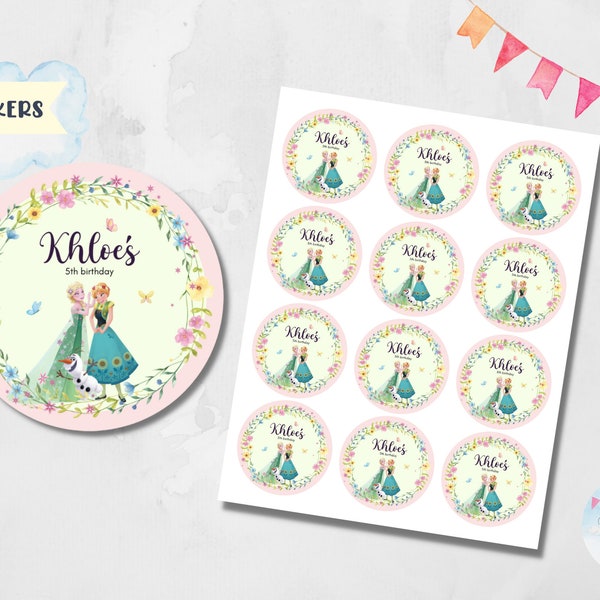 Personalised Frozen Fever Party Favor Sticker - Digital file