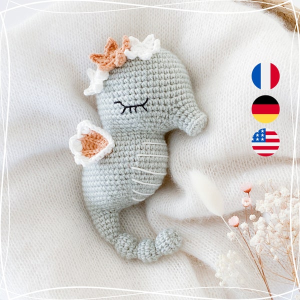 Ecume, le joli hippocampe - Patron PDF / Tutoriel au crochet, Francais, English, Deutsch