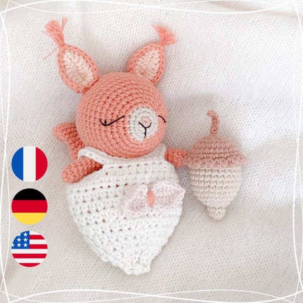 Ruby, das süße Eichhörnchen mit Eichel - Häkel-Anleitung, crochet pattern, patron, tutoriel, DE, EN, FR