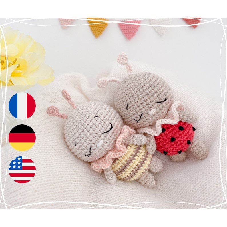 Chouquette, la coccinelle et Melia, l'abeille Patron / Tutoriel au crochet, Francais, English, Deutsch image 1