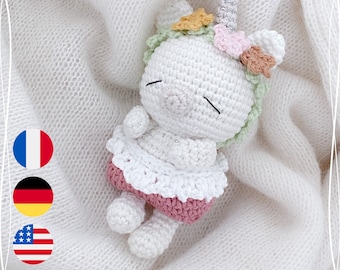 Paillette the sweet unicorn - PDF Crochet pattern, tutorial, English, Francais, Deutsch