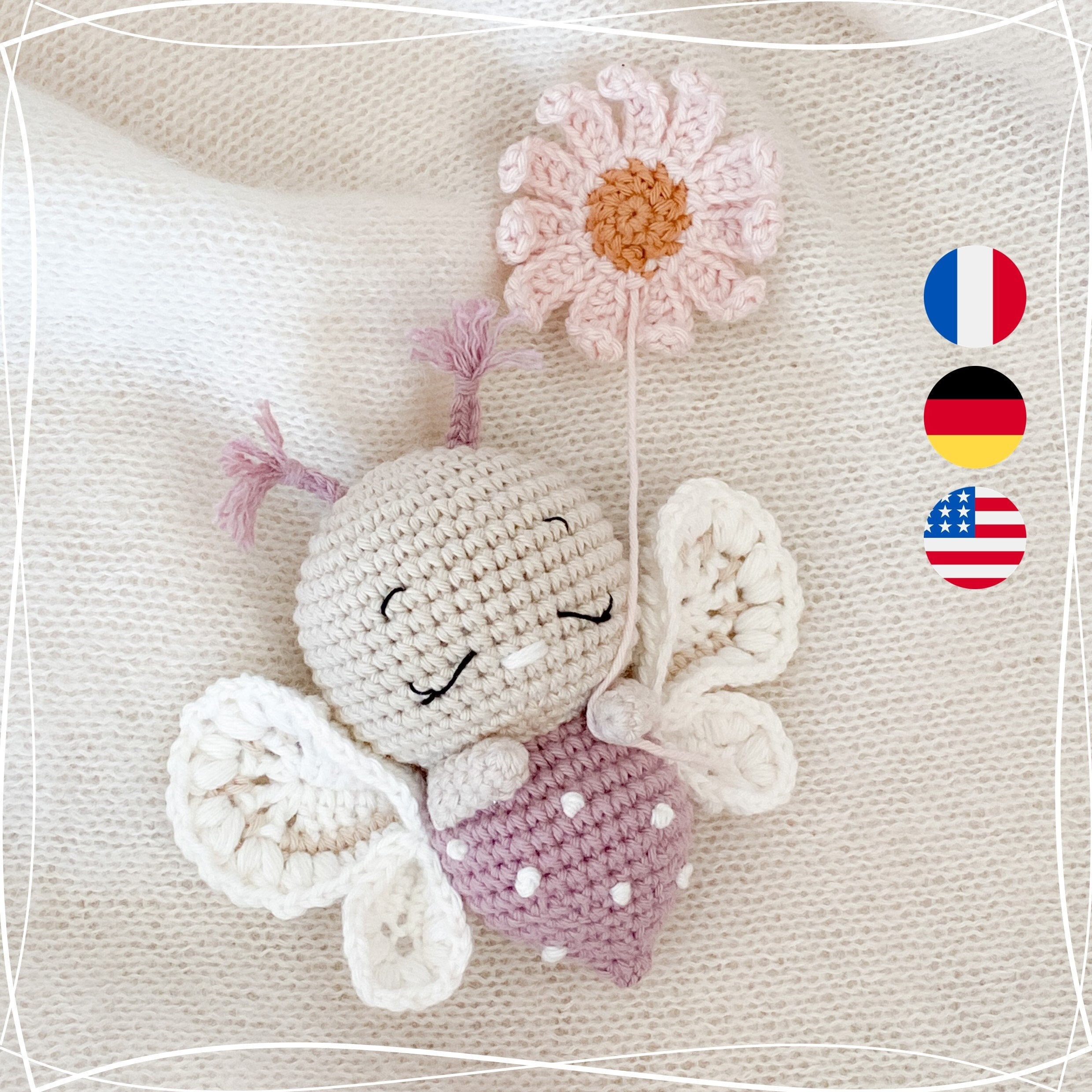 Elvina, the little delicate butterfly - PDF Crochet pattern, tutorial, English, Francais, Deutsch