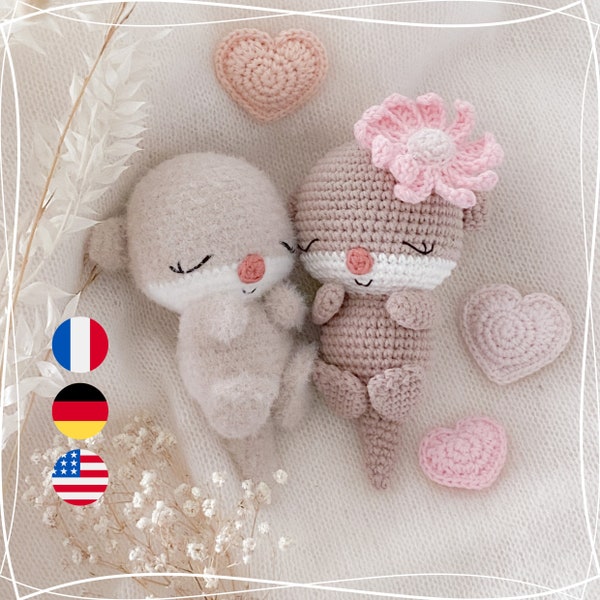 Valentine, der kleine Liebes-Otter - PDF Häkel-Anleitung, crochet pattern, patron, tutoriel, Deutsch, English, Francais