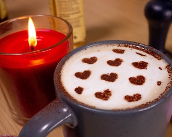 Wiederverwendbare Kaffee Schablonen Valentinstag Geschenk - Staub wischen für Kaffee, heiße Schokolade & mehr!