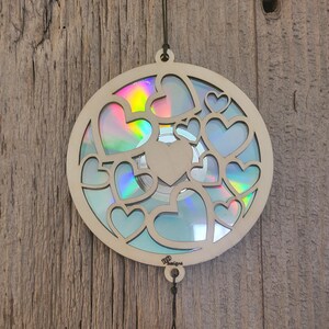 Lotsa Hearts Suncatcher Reflector Upcycled CDs