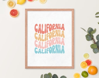 California typography Framed poster, State wall art, Custom state art, California print, California wall art, California poster