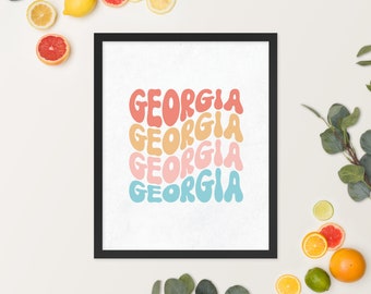 Georgia typography Framed poster, State wall art, Custom state art, Georgia print, Georgia wall art, Georgia poster