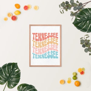 Typographie du Tennessee, affiche encadrée, art mural national, art national personnalisé, impression Tennessee, art mural Tennessee, affiche Tennessee