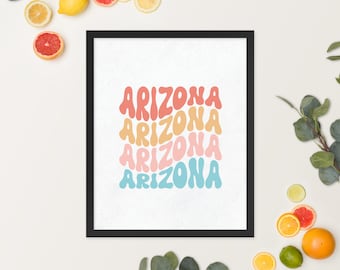 Arizona typography Framed poster, State wall art, Custom state art, Arizona print, Arizona wall art, Arizona poster