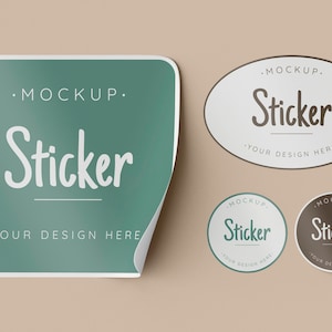 Sticker mockup, sticker mockup psd, sticker mockup bundle