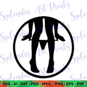 Puede incluir: Silueta en blanco y negro de piernas en un círculo. La persona lleva ropa interior y se está bajando la falda o los pantalones.