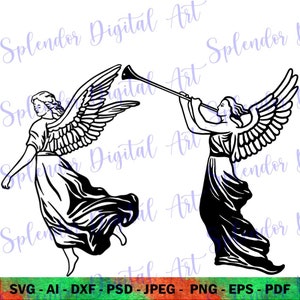 ANGEL SVG, Guardian & Archangel set van 2 | Downloadbare kerst voor Cricut, perfect knutseldecor voor de feestdagen