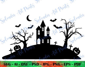 HAUNTED MANSION SVG, Gothic Svg, Halloween svg, haunted house svg, Svg File Cricut, Png, Dxf, Eps, Silhouette, horror svg