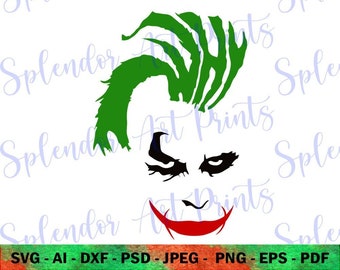 JOKER SVG Joker Smile & Grin Gothic Design, Horror Movie Clipart for Happy Halloween, Grinning Laughing SVG, Digital Download