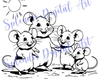 FAMILY of MICE SVG - Cute Mouse Cut File for Cricut and Silhouette, Adorable Mice Clipart for Diy Crafts and Projects