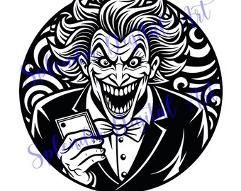 JOKER SVG 14, Joker Smile & Grin, Gothic Horror Movie Design, Happy Halloween SVG, Creepy Laughter Clipart