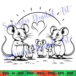 FAMILY of MICE 2 SVG - Cute Mouse Cut File for Cricut and Silhouette, Adorable Mice Clipart for Diy Crafts and Projects