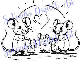 FAMILY of MICE 2 SVG - Cute Mouse Cut File for Cricut and Silhouette, Adorable Mice Clipart for Diy Crafts and Projects