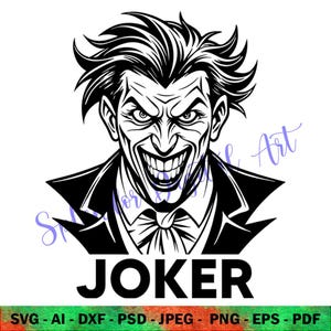 JOKER SVG 4 Joker Smile & Grin Graphic, Gothic Horror Movie Clipart, Happy Halloween Design, Laughing SVG for Crafts