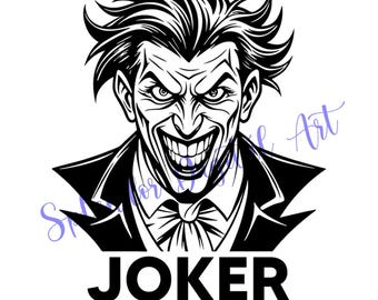 JOKER SVG 4 Joker Smile & Grin Graphic, Gothic Horror Movie Clipart, Happy Halloween Design, Laughing SVG for Crafts