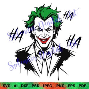 JOKER SVG 13b Joker Smile & Grin Graphic, Gothic Horror Movie Clipart, Happy Halloween Design, Laughing SVG for Crafts