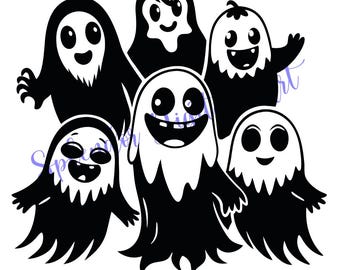 PLAYFUL GHOSTS SVG, Gothic Svg, Halloween, Svg File Cricut, Png, Dxf, Eps, Silhouette, horror svg, ghost