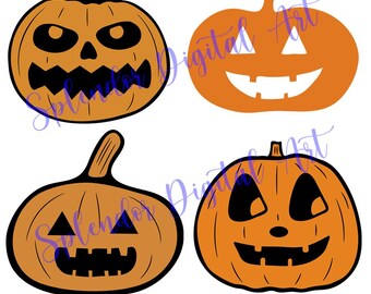 12 PUMPKIN FACES and Tree and bats SVG, Halloween Svg Bundle, Halloween Clipart, Pumpkin Outline Svg, Halloween Pumpkin