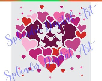Heart Mouse Shadow Box, Heart 3D Art – Cute Heart Design for Cricut, Unique Wall Art and Home Decor, Valentine's Day Gift