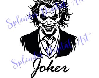 JOKER SVG 9, Joker Smile & Grinning, Gothic Horror Movie SVG for Happy Halloween, Gothic Halloween Art Png Psd Jpeg Dxf Ai Eps Pdf, Spooky