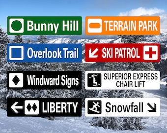 Customizable Metal Ski Trail Sign: Aluminum & Vinyl Sign (6"x24") | Windward Signs