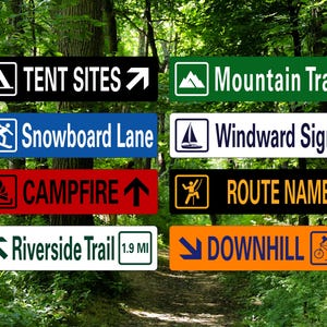 Customizable Metal Trail Signs: Aluminum & Vinyl Hiking/Outdoors Trail Signs (6&quot;x24&quot;) | Windward Signs