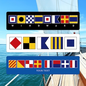 Customizable Metal Nautical Flag Sign: Aluminum & Vinyl Boat Sign (6"x24") | Windward Signs
