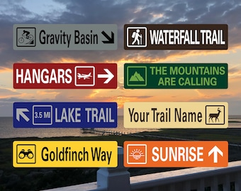 Customizable Metal Trail Sign: Personalized Aluminum & Vinyl Sign (6x24) | Windward Signs