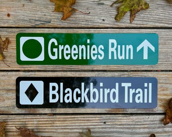 Personalized Metal Ski Trail Sign: Aluminum & Vinyl Sign (4"x18") | Windward Signs
