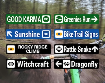Personalized Metal Bike Sign: Aluminum & Vinyl Mountain Biking Sign (4"x18") | Windward Signs