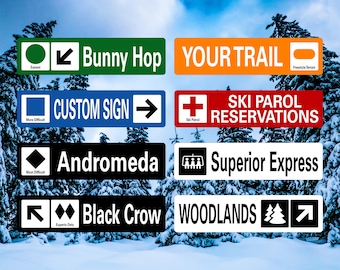 Customized Metal Ski Trail Sign: Aluminum & Vinyl Sign (6"x24") | Windward Signs