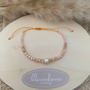 filigree pearl bracelet bracelet friendship bracelet beads glass cut beads freshwater pearl peach, beige, orange boho minimalist image 9