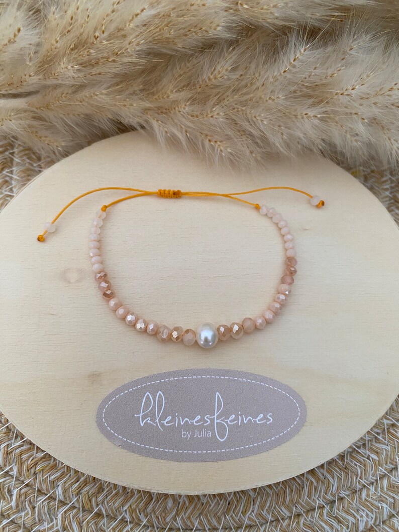 filigree pearl bracelet bracelet friendship bracelet beads glass cut beads freshwater pearl peach, beige, orange boho minimalist image 9