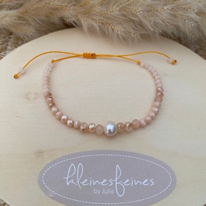 filigree pearl bracelet bracelet friendship bracelet beads glass cut beads freshwater pearl peach, beige, orange boho minimalist image 7